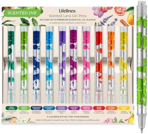 Lifelines Scented Lava Gel Pen Set, 10-Pack (Multi-Color) - 0.5mm Colored Gel Pens Infused with S... | Amazon (US)