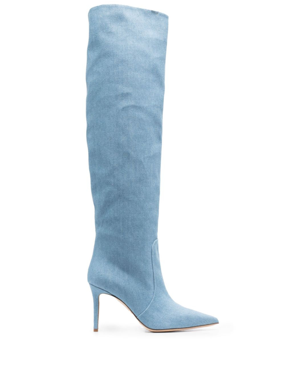 Scarosso denim 85mm thigh-high boots - Blue | Farfetch Global