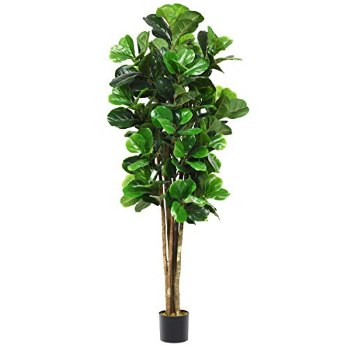 Goplus Fake Fiddle Leaf Fig Tree, 6FT Tall Artificial Tree Greenery Plants in Pots, Decorative Faux Trees for Indoor Home Office | Amazon (US)