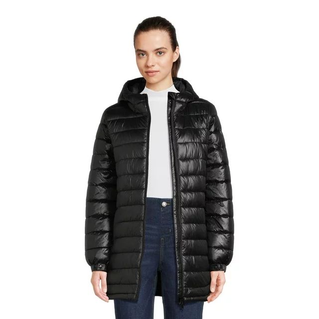Swiss Tech Women's Hooded Mid Length Puffer Jacket, Sizes XS-3X | Walmart (US)