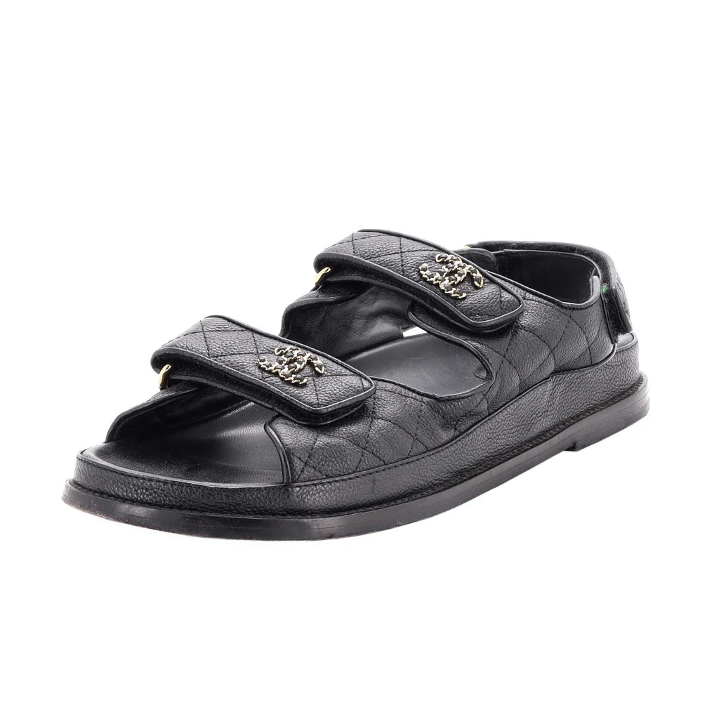 Women's Velcro Dad Sandals Quilted Leather | Rebag