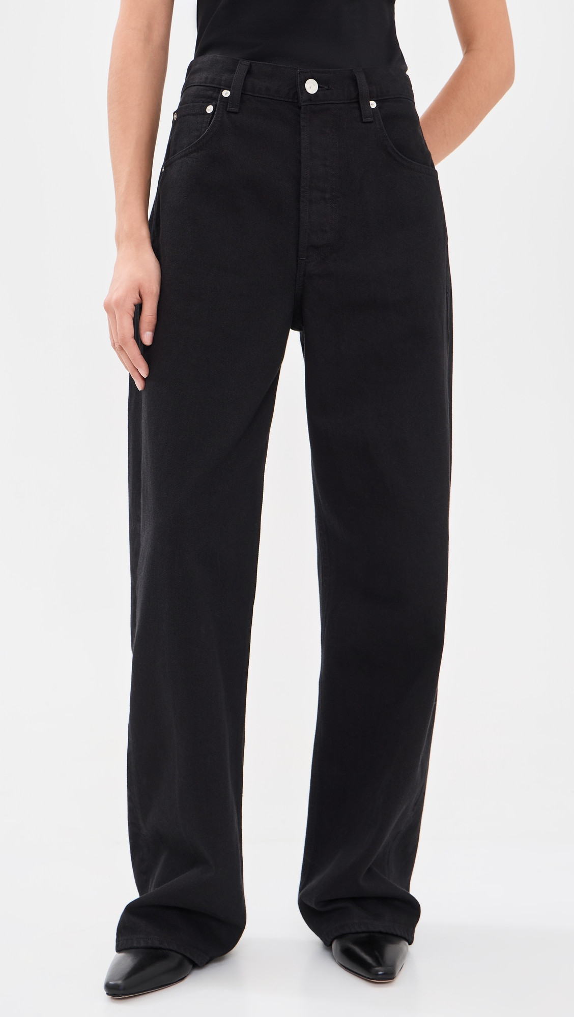 Citizens of Humanity Ayla Baggy Jeans Solid Black 26 | Shopbop