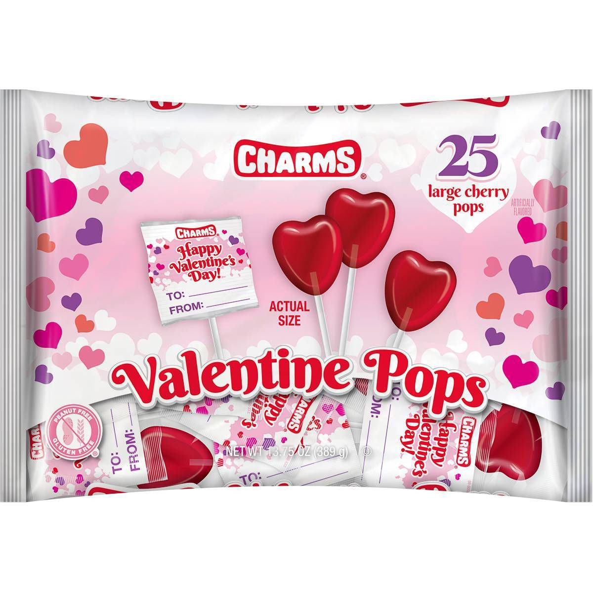 Charms Valentine's Classroom Exchange Pops Candy - 13.75oz/25ct | Target