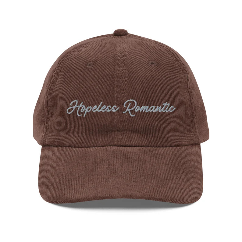 Hopeless Romantic Corduroy Vintage Embroidered Hat is the Perfect Bookish Gift for Any Romance Bo... | Etsy ROW