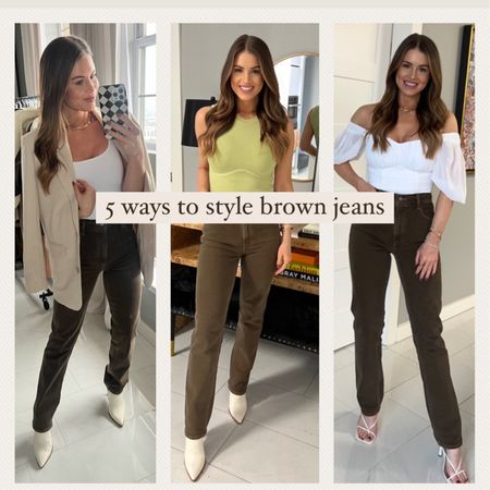 Five ways I’d wear brown jeans ! These are currently 25% off PLUS additional 15% with code DENIMAF!!
Wearing 25 reg length in jeans 

#LTKstyletip #LTKsalealert