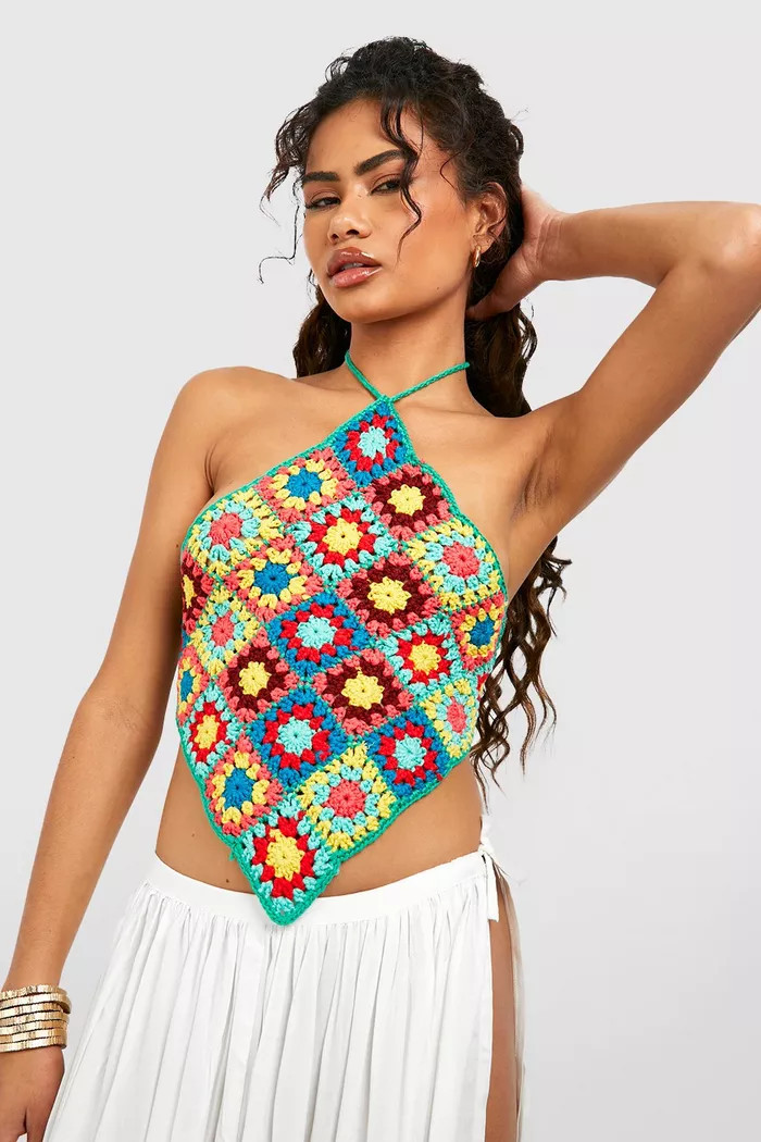 Premium Halter Crochet Crop Top | Boohoo.com (US & CA)