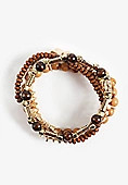 Gold And Brown Wood Beaded Stretch Bracelet Set | Maurices