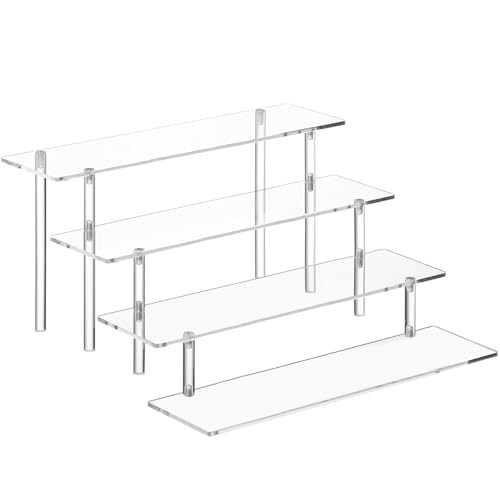 HENABLE 4 Tier Acrylic Perfume Organizer Stand, Clear Display Risers for Perfume, Cologne, Cosmetic, Skincare, Funko POP, Dessert Display, Cupcake Stand Holder | Amazon (US)