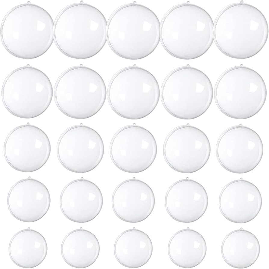 25 PCS Clear Plastic Fillable Ornaments,Transparent DIY Craft Ball,Clear DIY Christmas Ornament 5... | Amazon (US)