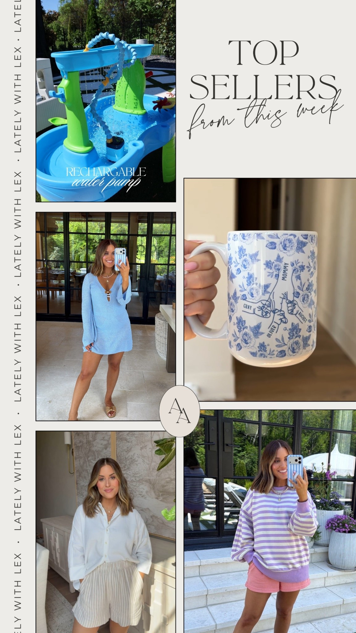 Top sellers from this week: 

1. Personalized Coffee Mug— great gift idea for Mother’s Day! By far one of my favorite coffee mugs, and would be such a thoughtful, personalized gift idea. Also comes in a grandma version! 
2. Rechargeable water table pump— a must for any water table! No cords or plugging in required. Just charge & suction to your table- has two spouts that provide continual water flow! 
3. Aerie Sweatshirt— love the lilac stripe! I got a size small for a little oversized fit and it’s the perfect lightweight sweatshirt for spring & summer nights! 
4. Linen pull on shorts— linked a similar Abercrombie style to mine that I have from last year. Love this classic look to throw on if you need an easy, casual outfit idea! 
5. Amazon crochet beach coverup— wearing a size small, looks very chic with the shell detailing and this blue is the perfect pop of color! 

#LTKBump #LTKSwim #LTKSeasonal