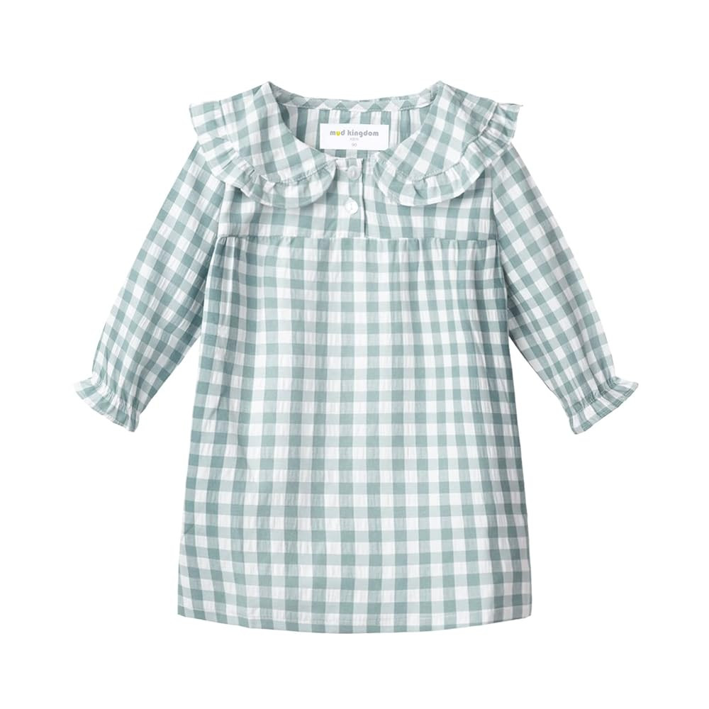 Mud Kingdom Big Girls Ruffle Collar Nightgowns Plaid Long Sleeve | Amazon (US)