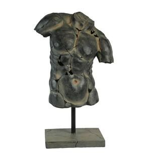 Washed Brown Polyresin Cracked Torso Sculpture On Rectangular Base | The Home Depot