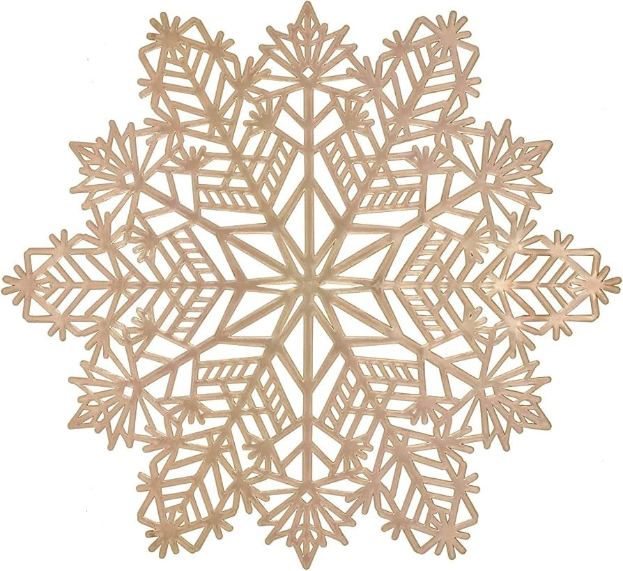 Snowflake Christmas Place Mats Set of 4 Festive Gold Metallic Vinyl Table Mat Washable for Holida... | Amazon (US)