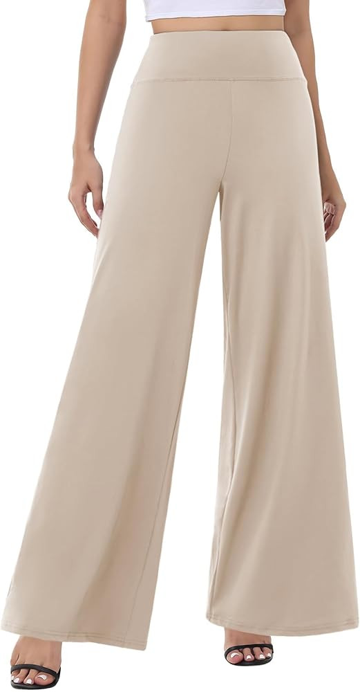 ZOOSIXX Wide Leg Palazzo Pants, Loose Dress Pants, Stretchy Trousers | Amazon (US)