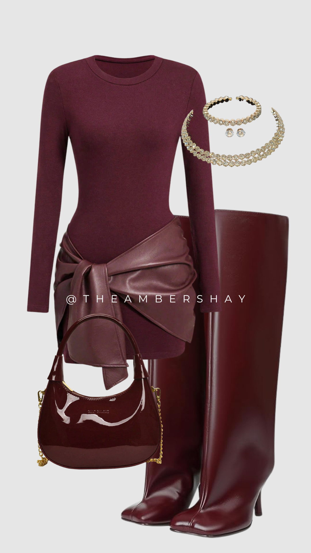 This burgundy fall outfit is the definition of elevated and effortless 🍷 A sleek burgundy bodycon dress styled with knee-high boots and gold accessories creates the perfect fall date night outfit. This look is ideal if you’re searching for a classy fall outfit that feels luxe but is actually affordable. Entire outfit is from SHEIN and styled to give rich-girl energy on a budget.

#BurgundyOutfit #FallDateNightOutfit #BodyconDress #KneeHighBoots #FallOutfitsWomen #LTKStyle #SHEINFashion #AffordableLuxury #FallFashionInspo 

 #LTKHoliday #LTKootd #LTKSaleAlert