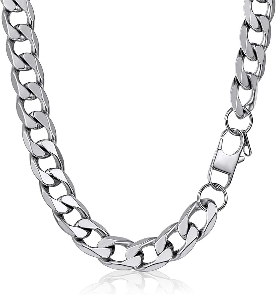 PROSTEEL 316L Stainless Steel Cuban Link Chain Necklaces for Men, Black/18K Gold Plated, Hypoalle... | Amazon (US)