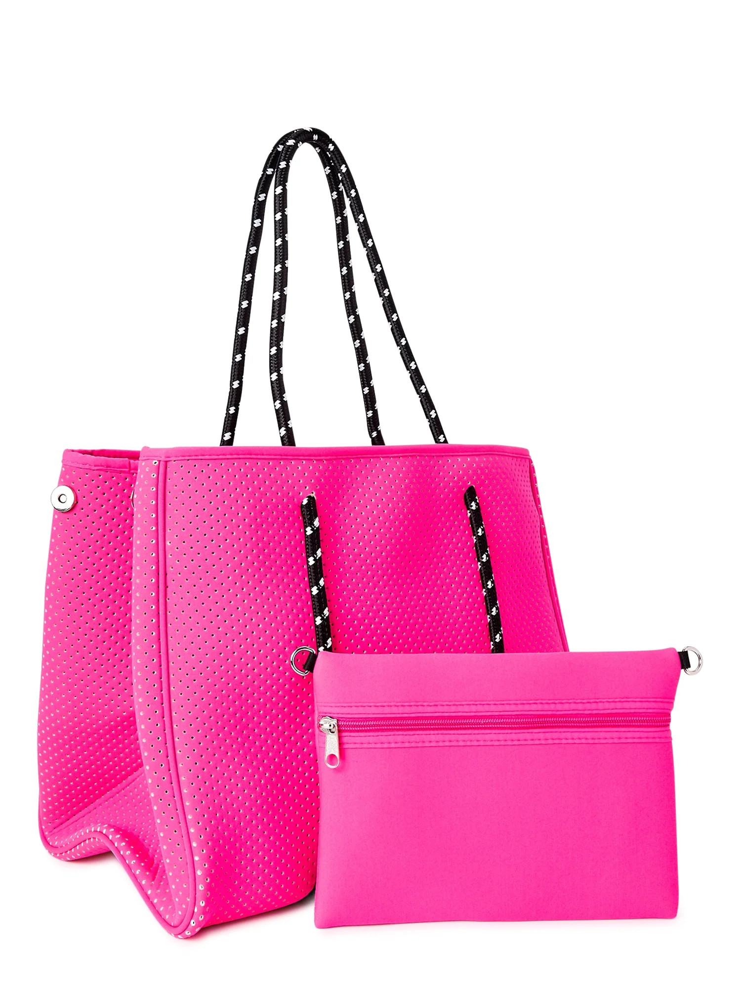 No Boundaries Women’s Neoprene Beach Tote Bag, Pink Sizzle - Walmart.com | Walmart (US)