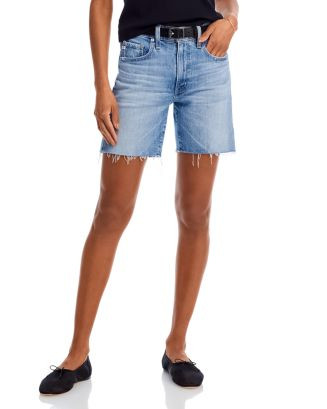 AG Mid Rise Raw Hem Denim Shorts  | Bloomingdale's Women | Bloomingdale's (US)