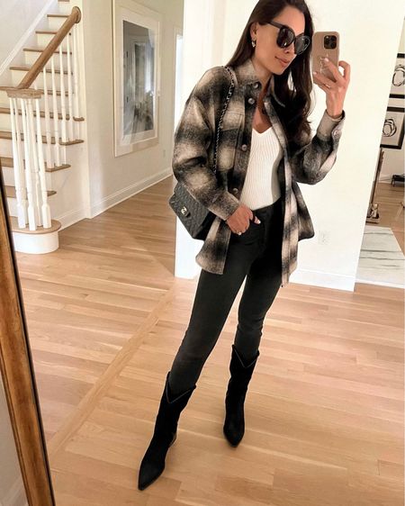 Kat Jamieson of With Love From Kat shares the best plaid shacket style today on the blog. Fall fashion, fall style, shacket, booties. 

#LTKshoecrush #LTKstyletip #LTKSeasonal