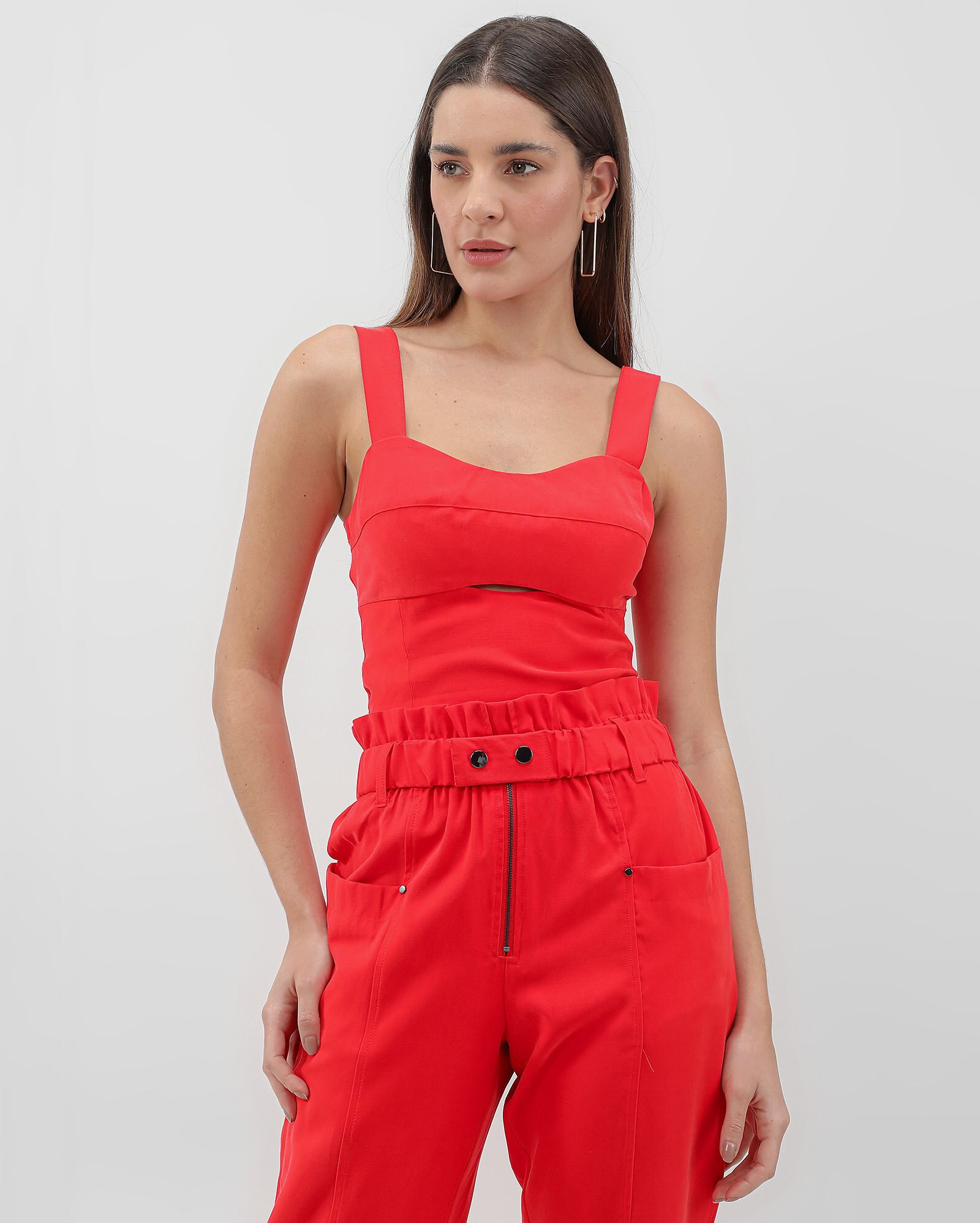 Regata feminina de lastex com recorte vermelha | AK by Riachuelo | Riachuelo (BR)