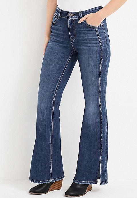 m jeans by maurices™ Vintage Flare Cool Comfort High Rise Slit Hem Jean | Maurices