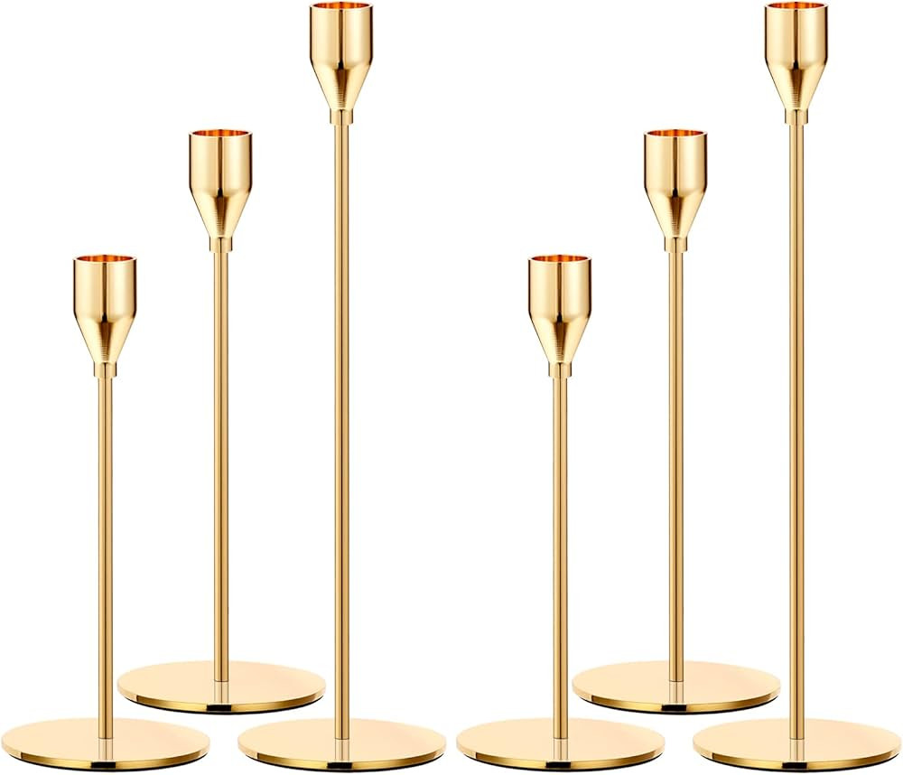 Metal Gold Taper Candle Holder for Wedding, Dinning, Party, Fits 3/4 inch Thick Candle&Led Candle... | Amazon (US)