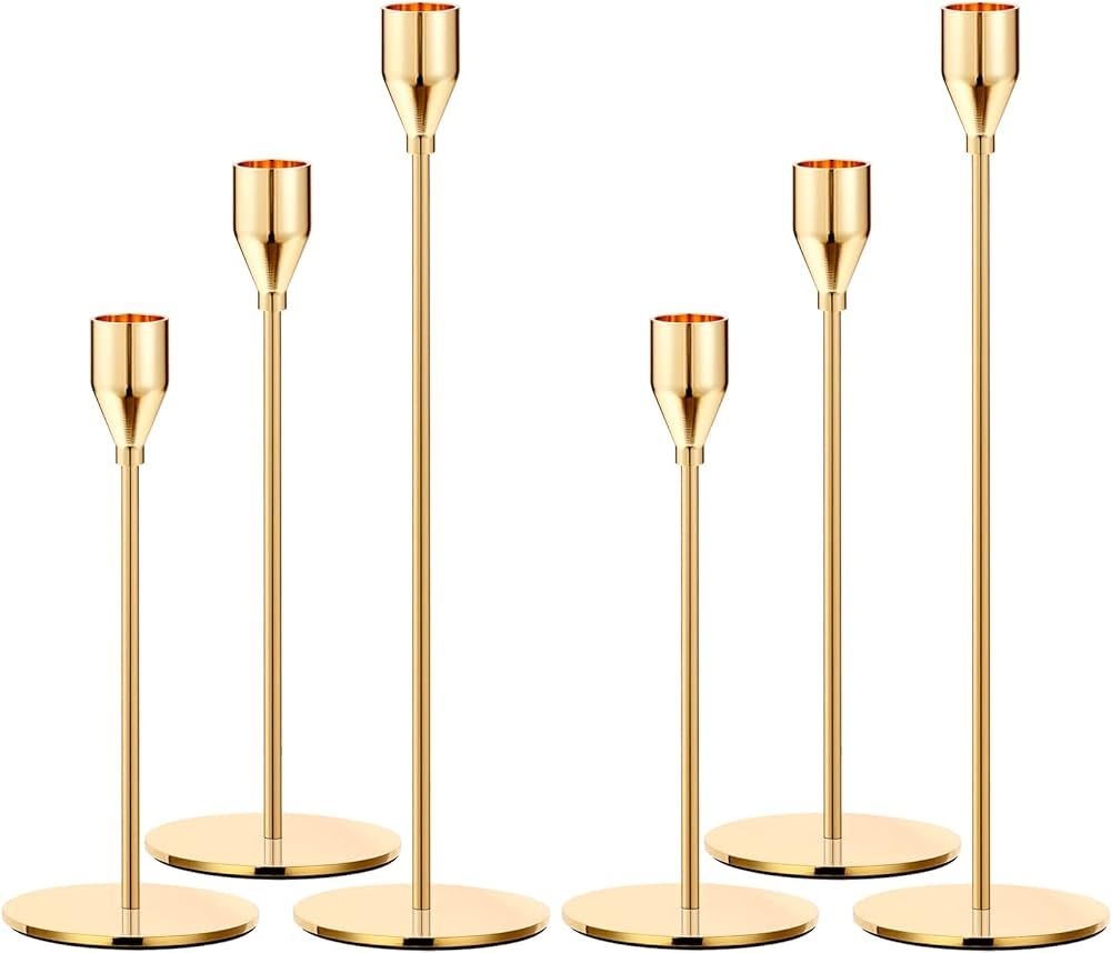 Metal Gold Taper Candle Holder for Wedding, Dinning, Party, Fits 3/4 inch Thick Candle&Led Candle... | Amazon (US)