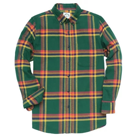 Dubinik® Flannel Shirt for Men Long Sleeve Men s Casual Button-Down Shirt 100% Cotton Soft Plaid Regular Fit with Pockets | Walmart (US)
