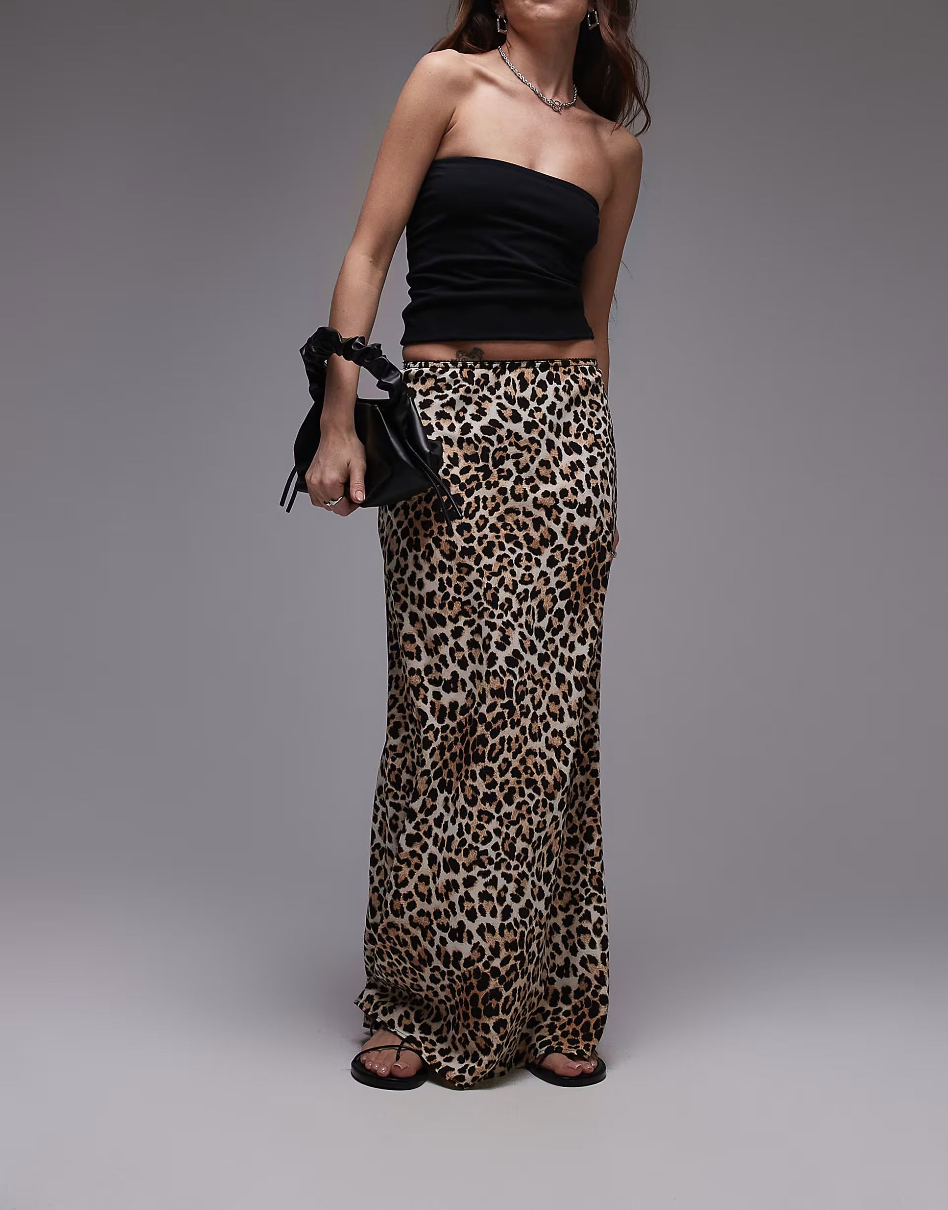 Topshop maxi lingerie trim bias cut skirt in leopard print | ASOS (Global)