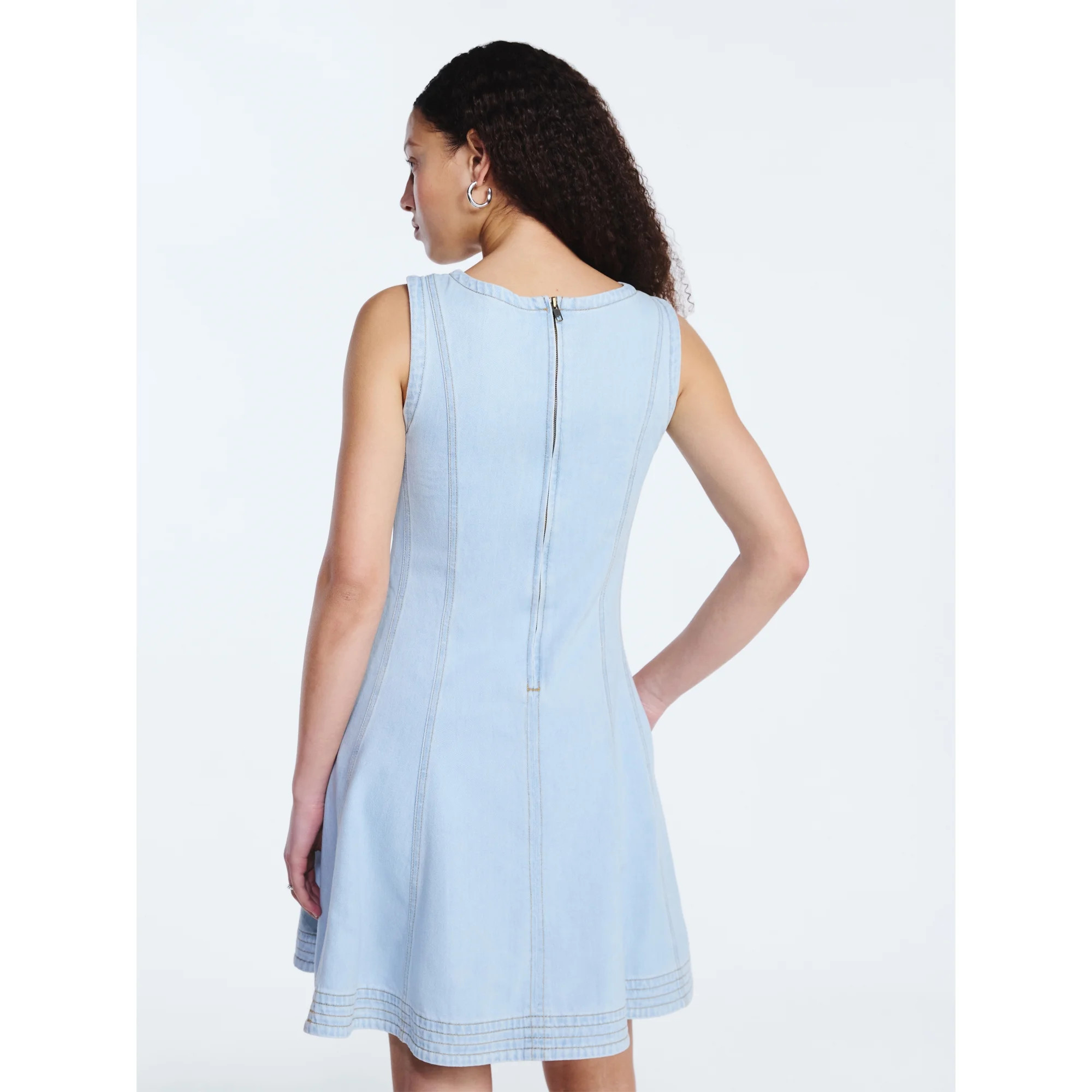 Free Assembly Women's and Women's Plus Sleeveless Denim Panel Mini Dress, Sizes XS-4X | Walmart (US)