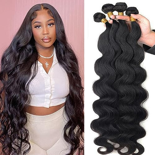 4 Bundles Human Hair Body Wave(16 18 20 22 Inch)12A Grade 100% Unprocessed Brazilian Raw Human Hair Bundles Body Wave Bundles for Black Women Natural Color | Amazon (US)