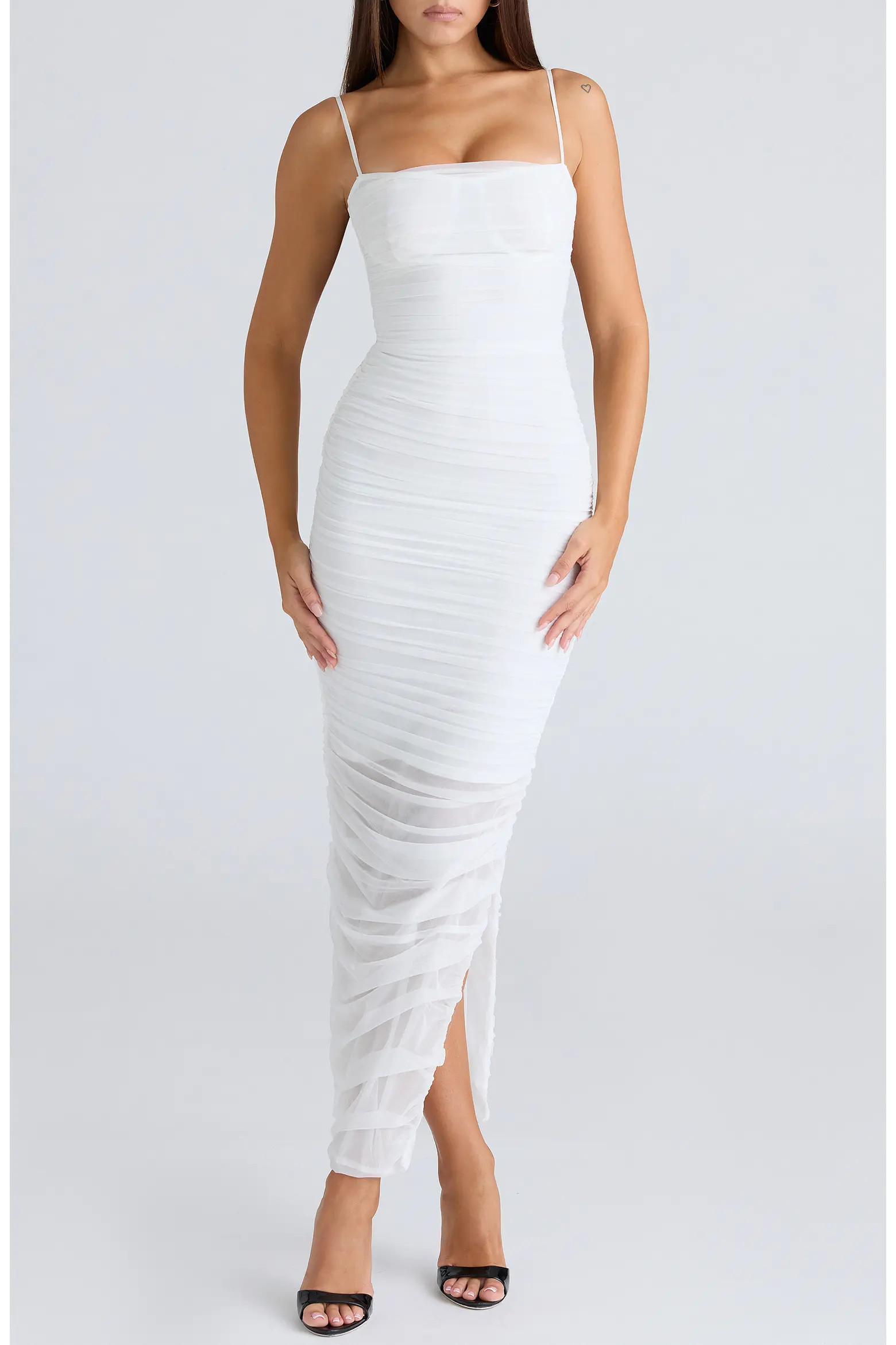 Fornarina Ruched Mesh Maxi Dress (Women) | Nordstrom | Nordstrom