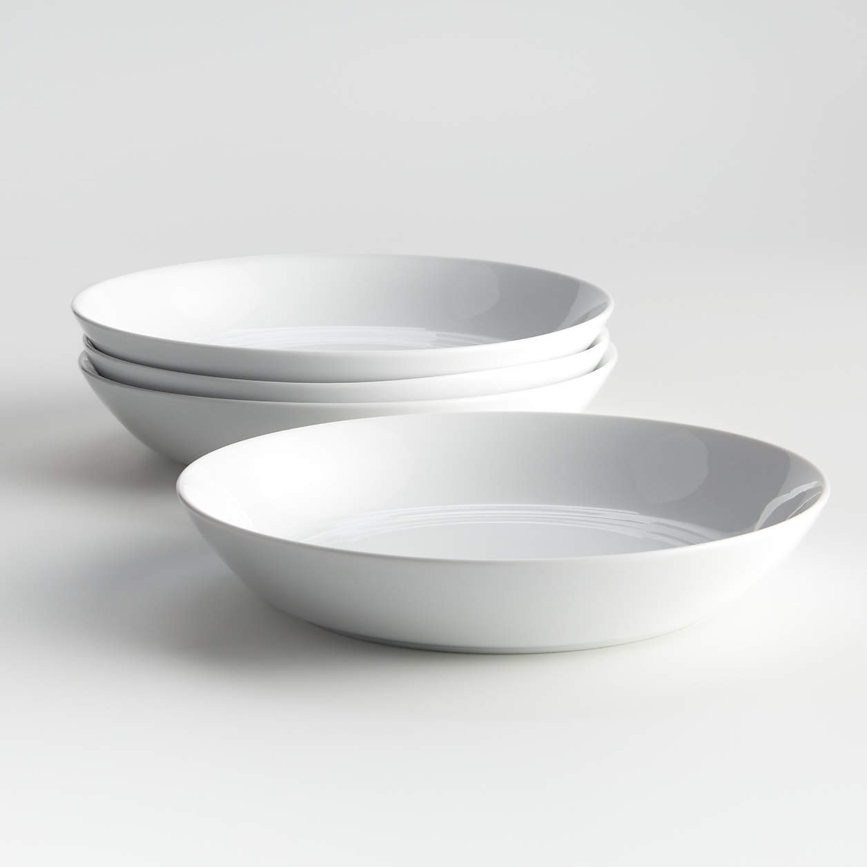 Hue White Low Bowls, Set of 4 + Reviews | Crate & Barrel | Crate & Barrel