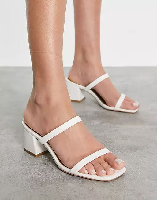 NA-KD square toe two strap sandals in white | ASOS (Global)