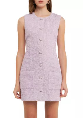 Endless Rose Women's Sleeveless Tweed Mini Dress, Lilac, Large | Belk