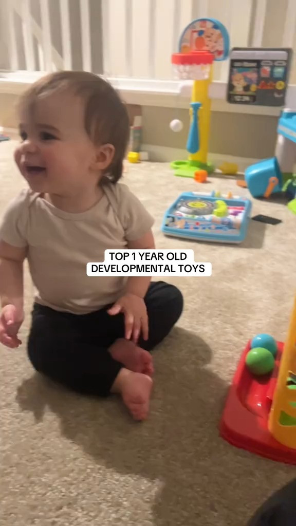 Toys to support your 1 year old’s development. One is such a fun age!! At 12 months, toddlers are more curious and determined than ever. They’re working on big milestones like taking their first steps, saying first words, and mastering fine motor skills like stacking and pointing. They love toys that let them bang, build, explore, and mimic - perfect for learning cause and effect, developing coordination and boosting creativity. Interactive play and sensory-rich activities are key to supporting their growth and making their world even more exciting 🎉👶 

 #LTKGiftGuide #LTKBaby #LTKKids