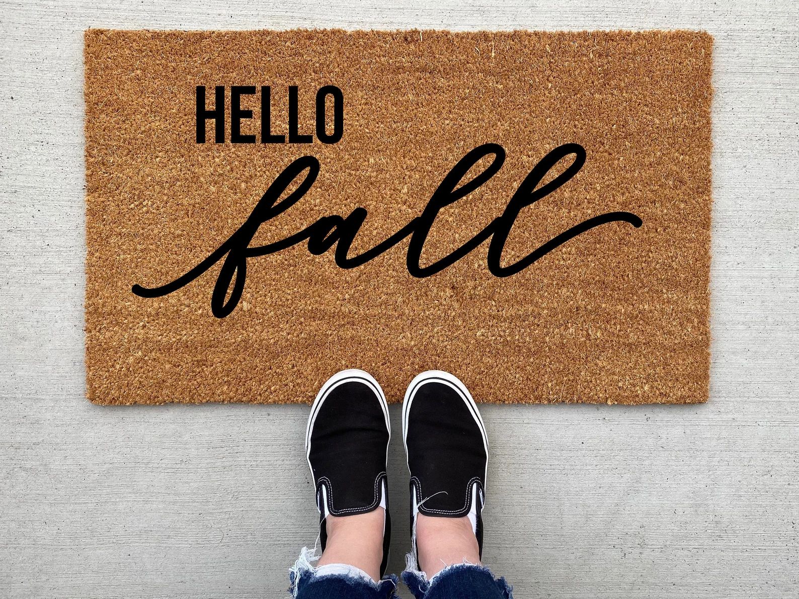 Hello Fall Doormat Pumpkin Fall Decor Personalized Doormat - Etsy | Etsy (US)