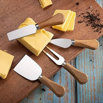 4 Piece Cheese Knives Set with Wooden Handle, Mini Steel Stainless Cheese knife set for Charcuter... | Amazon (US)