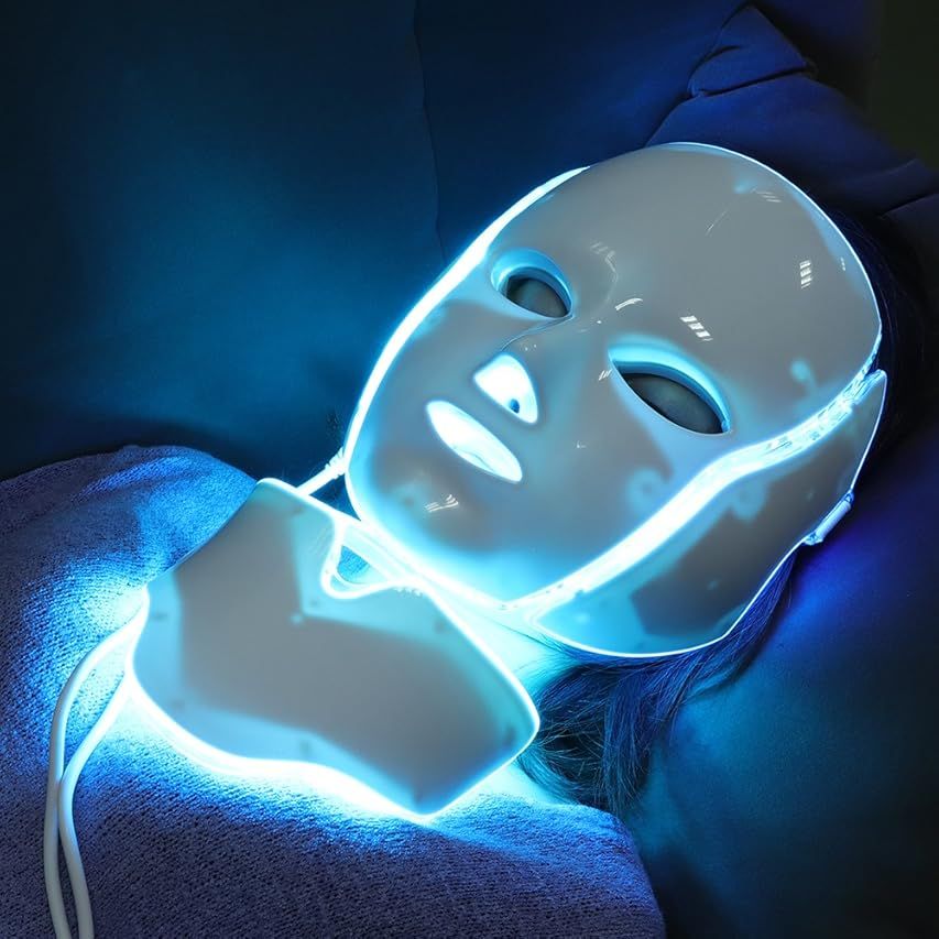 7 LED Skin Care Mask for Face and Optical Cosmetic Mask and Portable Neck Skin Rejuvenation Light Th | Amazon (US)