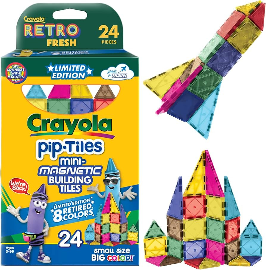 CreateOn Crayola Limited Edition Retro PIP Magnetic Tiles, Mini Building Set for Kids, Magnetic T... | Amazon (US)