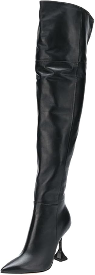 YDN Womens Pointed Toe Over The Knee Boots Pull on Block High Heel Thigh High Boot Warm Fashion W... | Amazon (US)