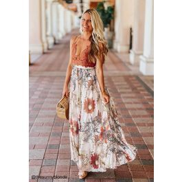 Red Floral Blossom Maxi Skirt | Chicwish
