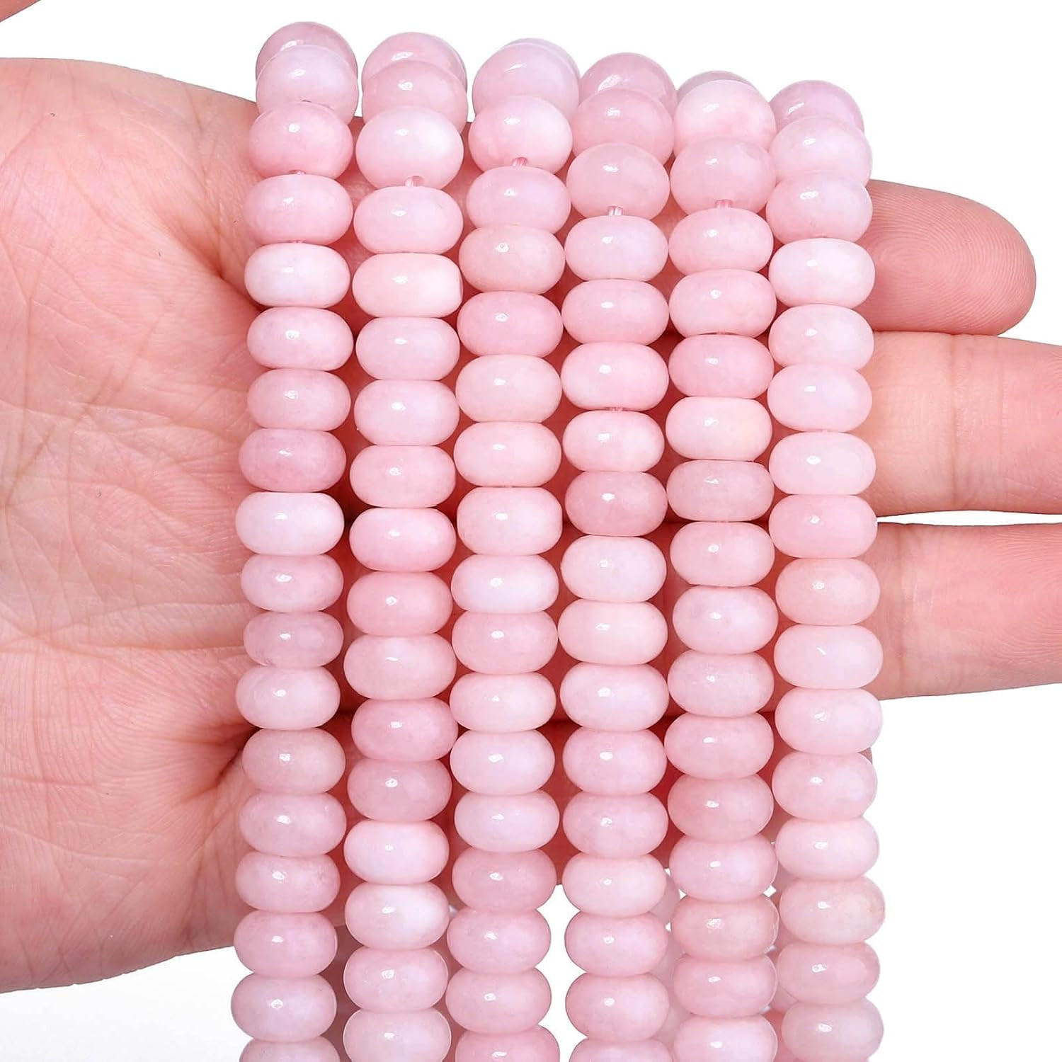 Songxi 5x8mm Natural Pink Stone Rondelle Beads, 75PCS Spacer Round Loose Abacus Beads for Jewelry... | Amazon (US)