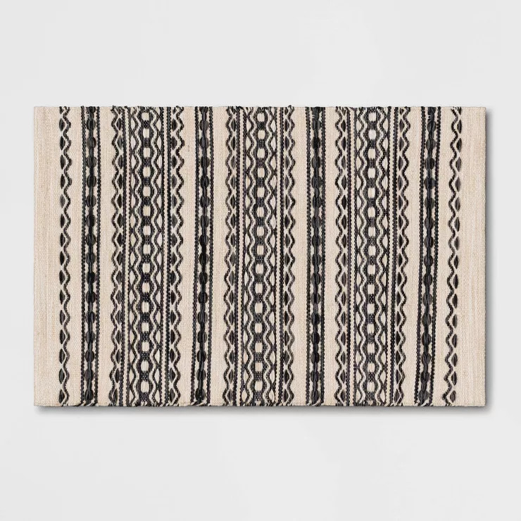 Norwalk Washable Striped Rug Black/Tan - Threshold™ | Target