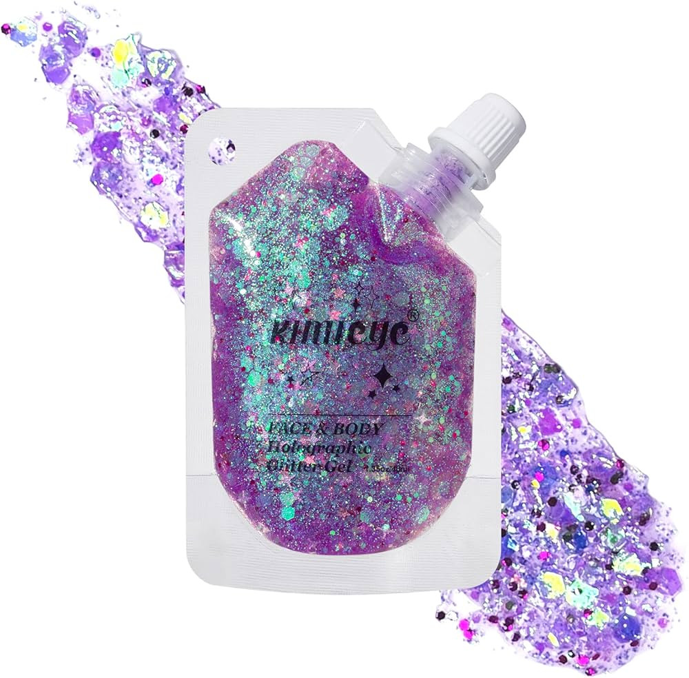 Holographic Face Glitter Gel Body Shimmer Makeup for for Hair, Face, Clavicle, Arm, Nail, Eyeshad... | Amazon (US)