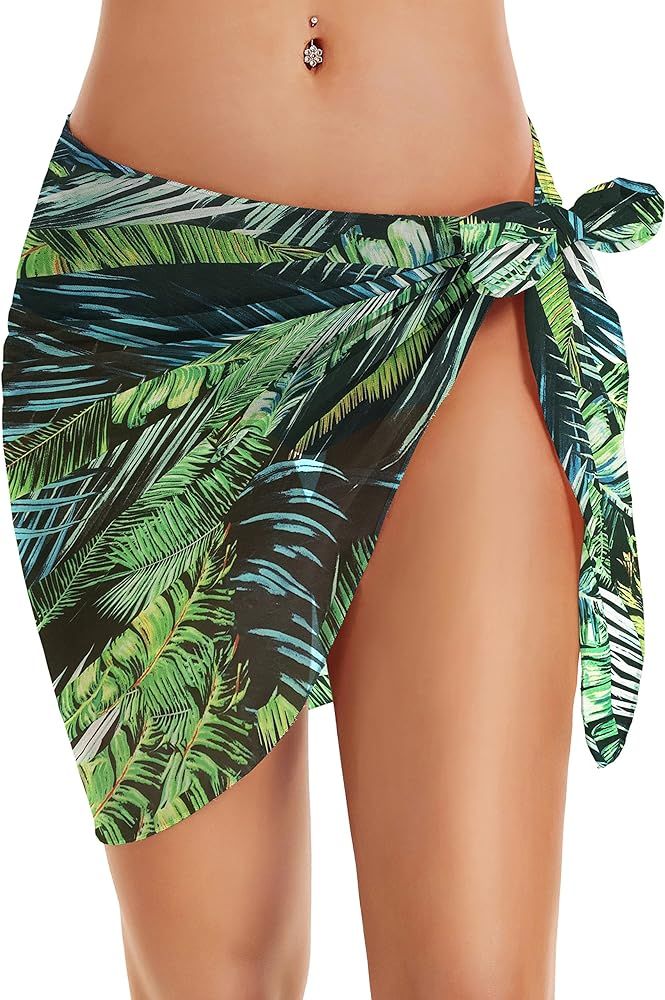 Swimsuit Coverups for Women Sarong Beach Bikini Wrap Sheer Short Skirt Chiffon Scarf for Swimwear | Amazon (US)