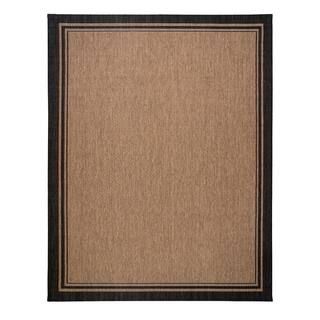 Paseo Soroa Chestnut/Black 8 ft. x 10 ft. Border Indoor/Outdoor Area Rug | The Home Depot