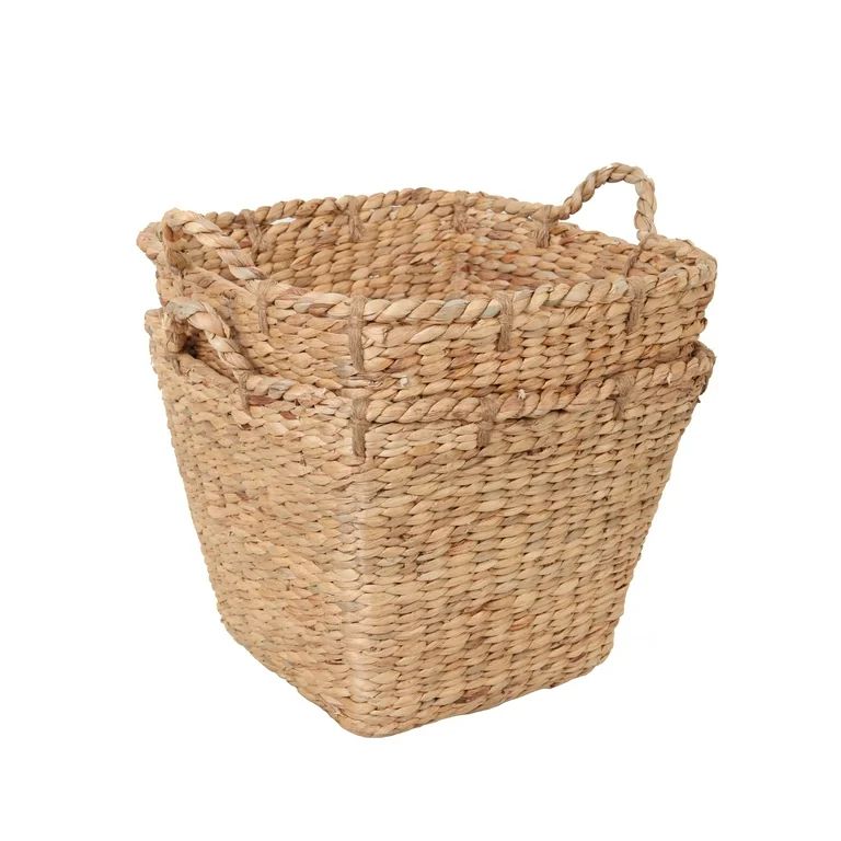 Better Homes & Gardens Square Tapered Water Hyacinth Basket, Set of 2 | Walmart (US)