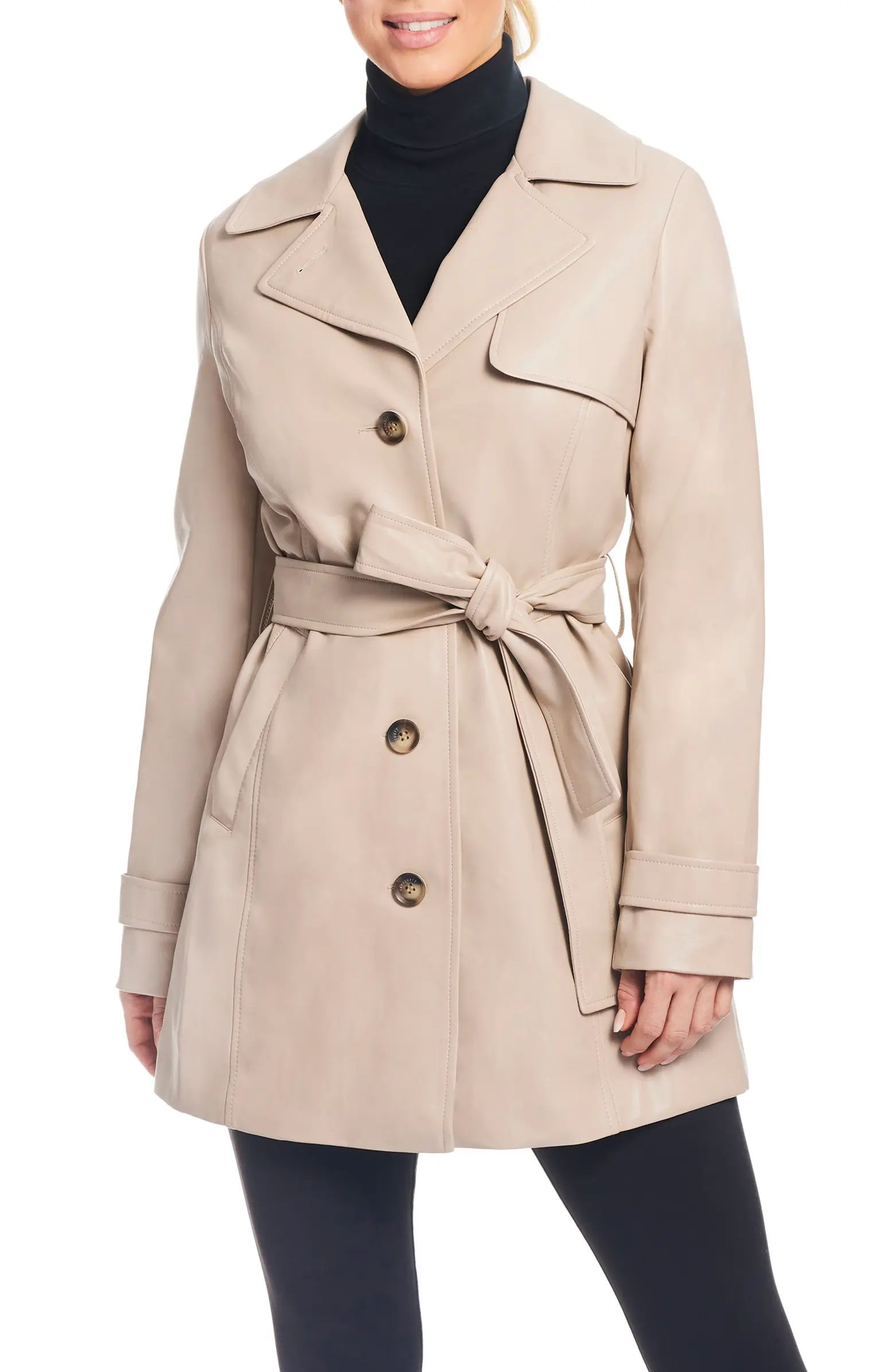Faux Leather Trench Coat | Nordstrom