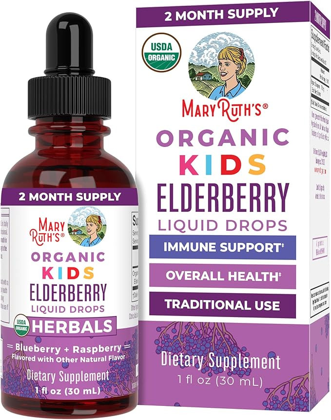 MaryRuth Organics USDA Organic Elderberry Liquid Drops for Kids | Vegan Elderberry Extract Organi... | Amazon (US)